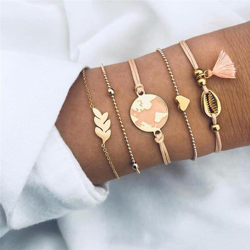 Conjunto de Pulseiras Femininas Corrente Cubana, Cor Dourada, Boho Retrô, Torção Grossa, Joias da Moda de Qualidade, 11 Peças, 2024