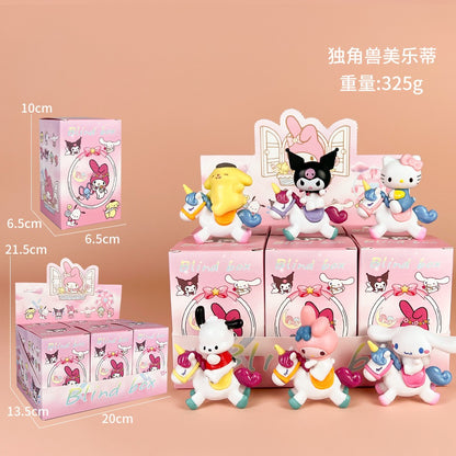 Sanrio Nova Série Flor de Rima Blind Box Kawaii Kuromi Pochacco Cinnamoroll Melody Caixa Surpresa Boneca Sacola Surpresa Decoração Brinquedo Presente