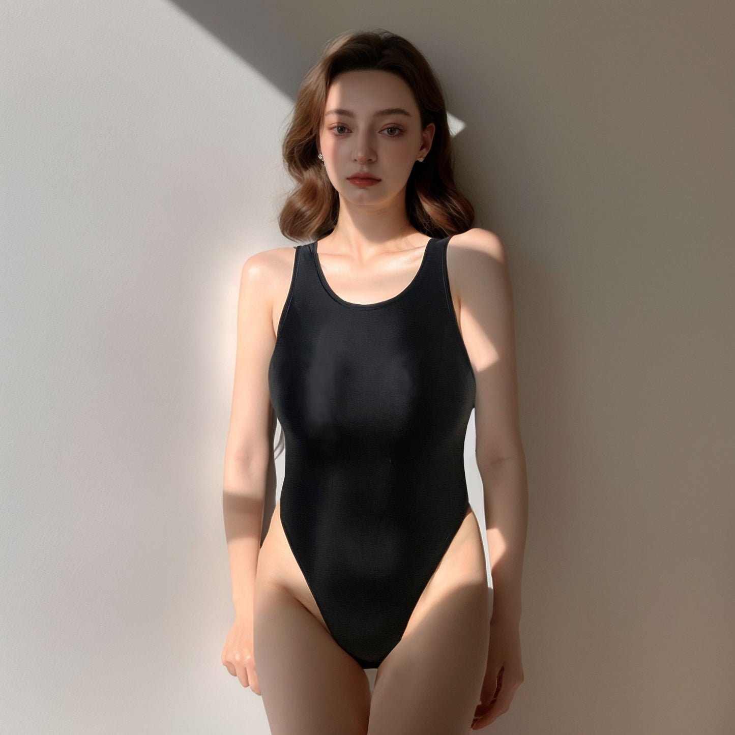 XCKNY glossiness series tights Sexy High-Cut Bikini Thong Bodysuit satin glossy swimsuit Unisex Waistcoat