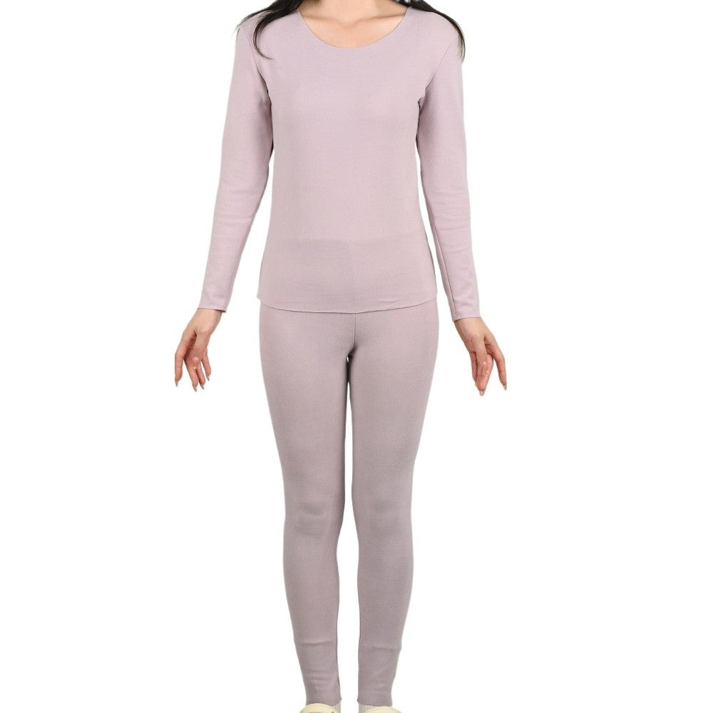 Women's Warm Underwear Set Seamless Thick Double Layer Warm Underwear Winter Long-Sleeved Long Pants 2 Pcs Pajama