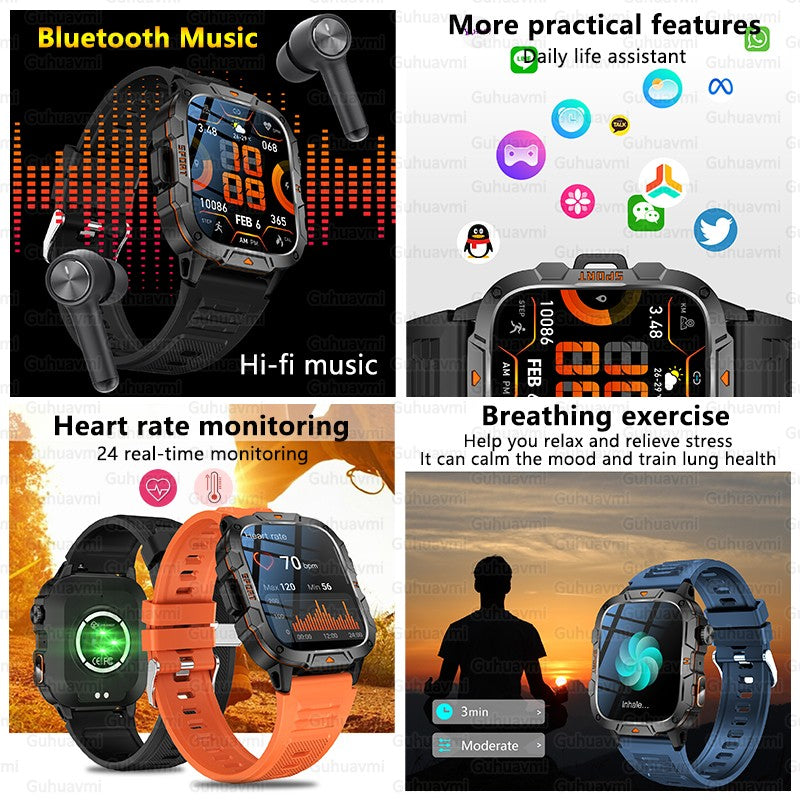 2025 Novo Para Xiaomi Militar Grau Smart Watch Masculino Tela AMOLED de 1.96" 5ATM À Prova D'Água Esportes Rastreador de Fitness Chamada BT Smartwatch