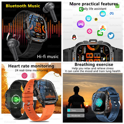 2025 Novo Para Xiaomi Militar Grau Smart Watch Masculino Tela AMOLED de 1.96" 5ATM À Prova D'Água Esportes Rastreador de Fitness Chamada BT Smartwatch