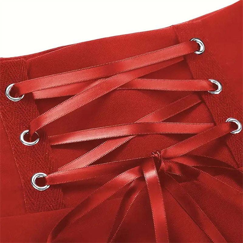 Halloween Mall Goth Skirt Women Harajuku Y2k E-girl High Waist Bandage Black Mini Skirt Dark Gothic Punk Club Wear Streetwear