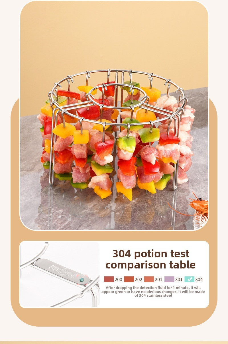 12/24/48 Skewers  Air Fryer Stainless Steel Grill Vertical Skewer Hanging Oven Kebab Rack Kebab Holder Kitchen Gadgets Grill