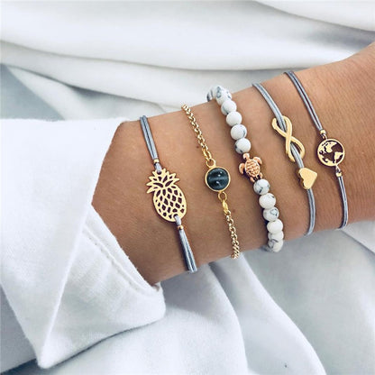 Conjunto de Pulseiras Femininas Corrente Cubana, Cor Dourada, Boho Retrô, Torção Grossa, Joias da Moda de Qualidade, 11 Peças, 2024