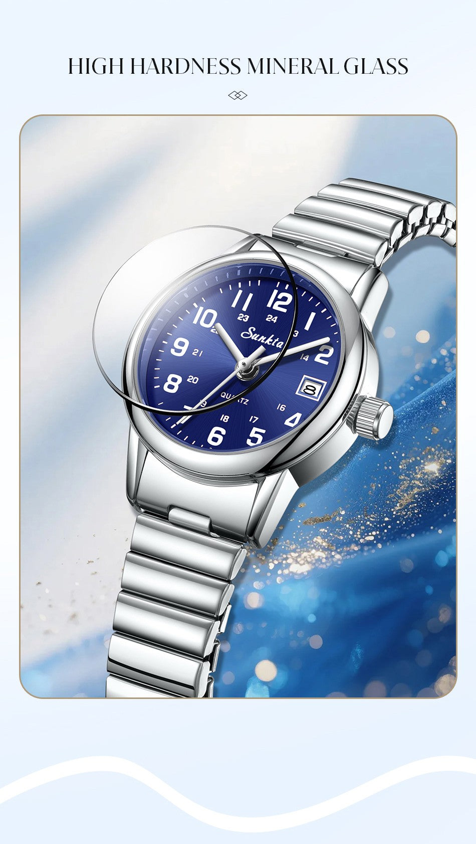 LIGE Sunkta Fashion Luxury Woman Watch Elegant Classic Simple Waterproof Calendar Stainless Belt Women's Wristwatch  Ladies Gift