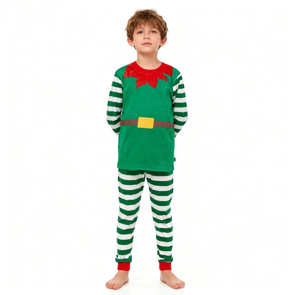 Boys Girls Christmas Pajamas Set Children Elf & Santa Costumes Baby Pijama Kids Long Sleeve Striped Pants Sleepwear For Xmas