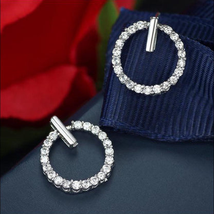 LByzHan Frete Grátis Moda 925 Prata Esterlina Cristal Strass Geométrico Redondo Brincos Para Mulheres Belas Joias