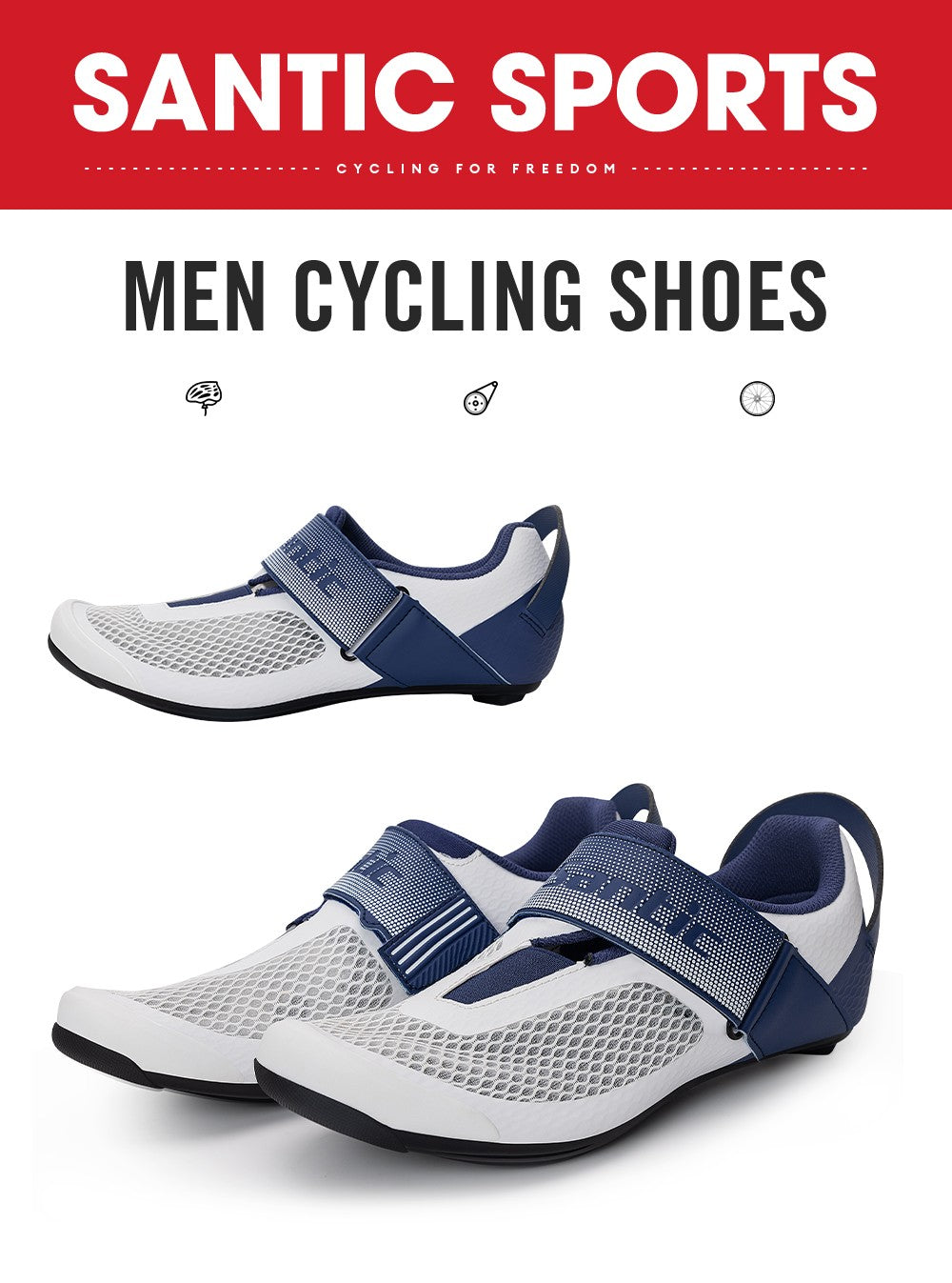 Santic Pro Triathlon Cycling Shoes Mens Road Riding Biking Sneakers Upgraded Glassfiber Outsole Breathable Bicycle Lock Shoes