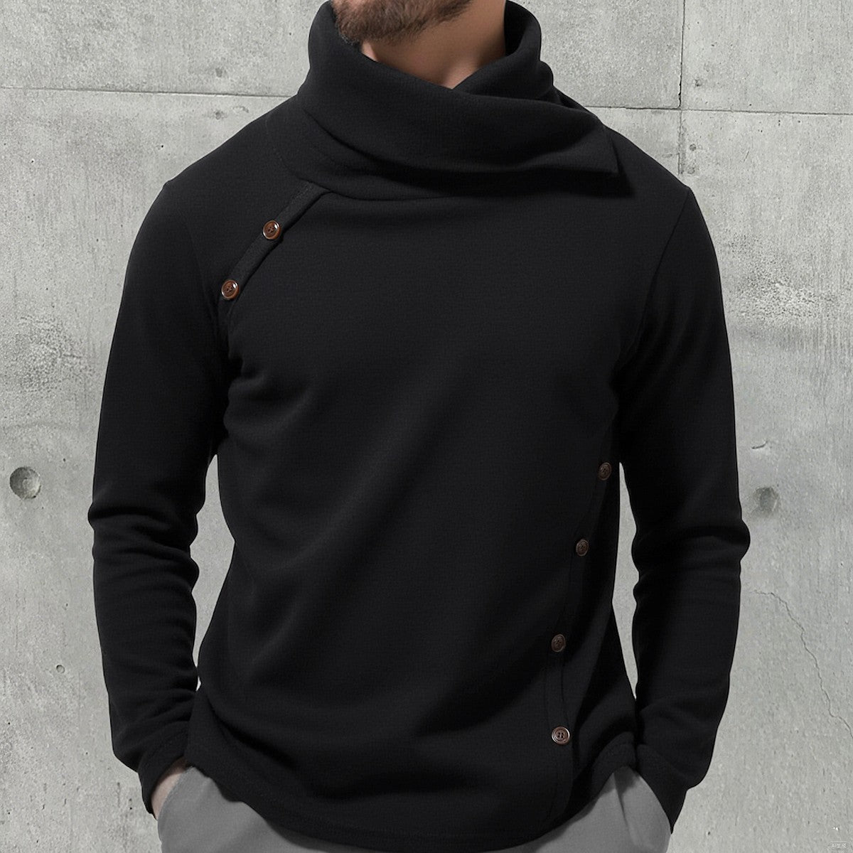New Winter Men's White Turtleneck Sweater, British-style Black Pullover, Asian Sizes M-4XL. Gray Sweaters