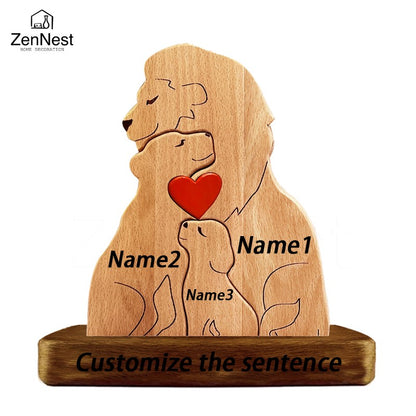 Wooden Lion Family Puzzle Ornament DIY Custom Name Home Decorations Thanksgiving Christmas Gifts Gifts for Mom Art Crafts