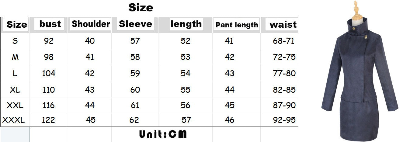 Geto Suguru Cosplay Costume Anime Jujutsu Kaisen High School Ieiri Shoko Costume Uniform Black Suit Halloween for Men Women