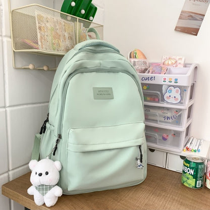 Schoolbags Student Japanese And Versatile Backpack Unisex Large-Capacity Backpack Girl Simple Polyester Material Doll Decoration
