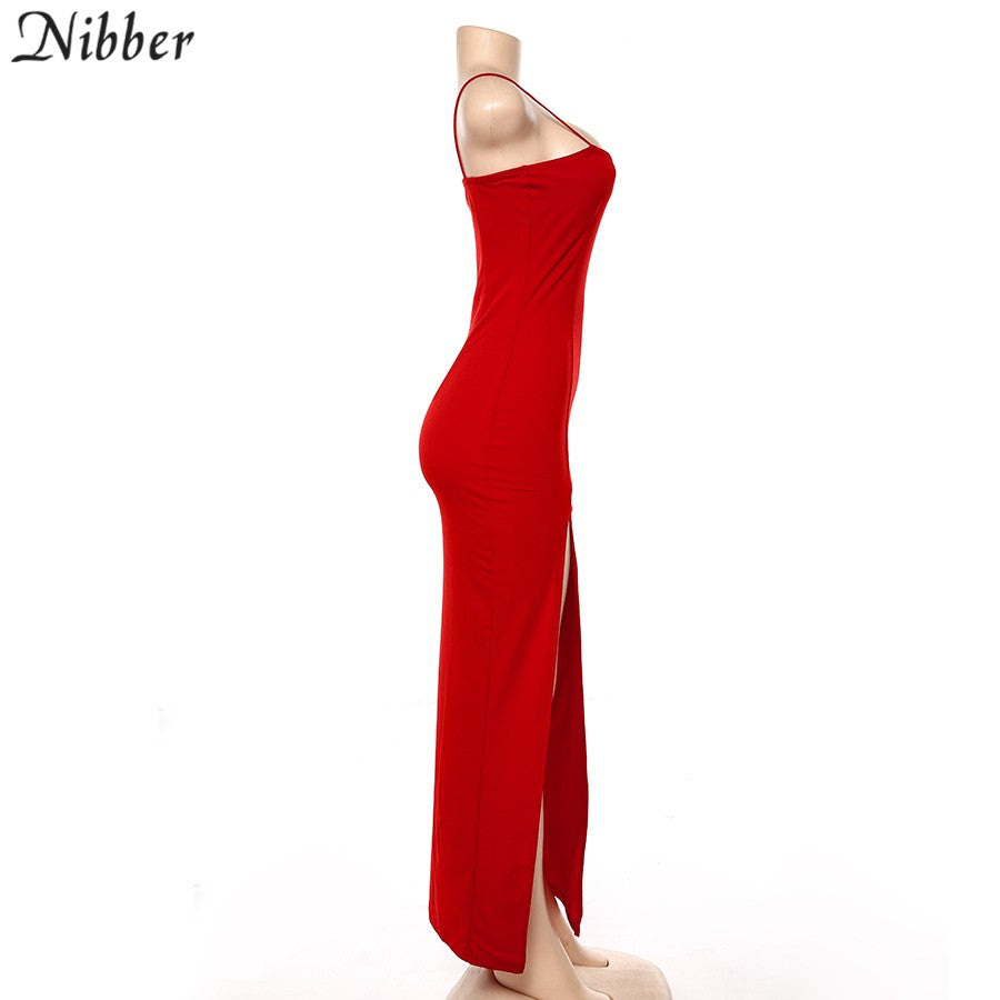Nibber red black New year christmas party long dresses women spring Basic bodyco
