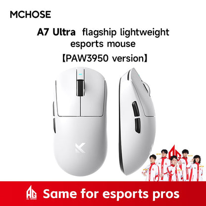 Mouse sem fio MCHOSE A7 Pro Ultra Tri-Mode para jogos E-sports PAW3950 Leve 42000dpi 8K Baixa Latência Ergonômico 500mAh