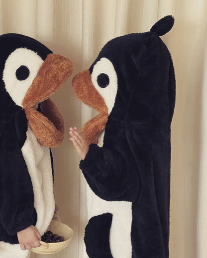 2025 Winter Infants Toddlers Pajamas Set Penguin Style Children's Warm Thicken Flannel Sleepwear Soft Loose 2 Pcs Suit Plush Pjs