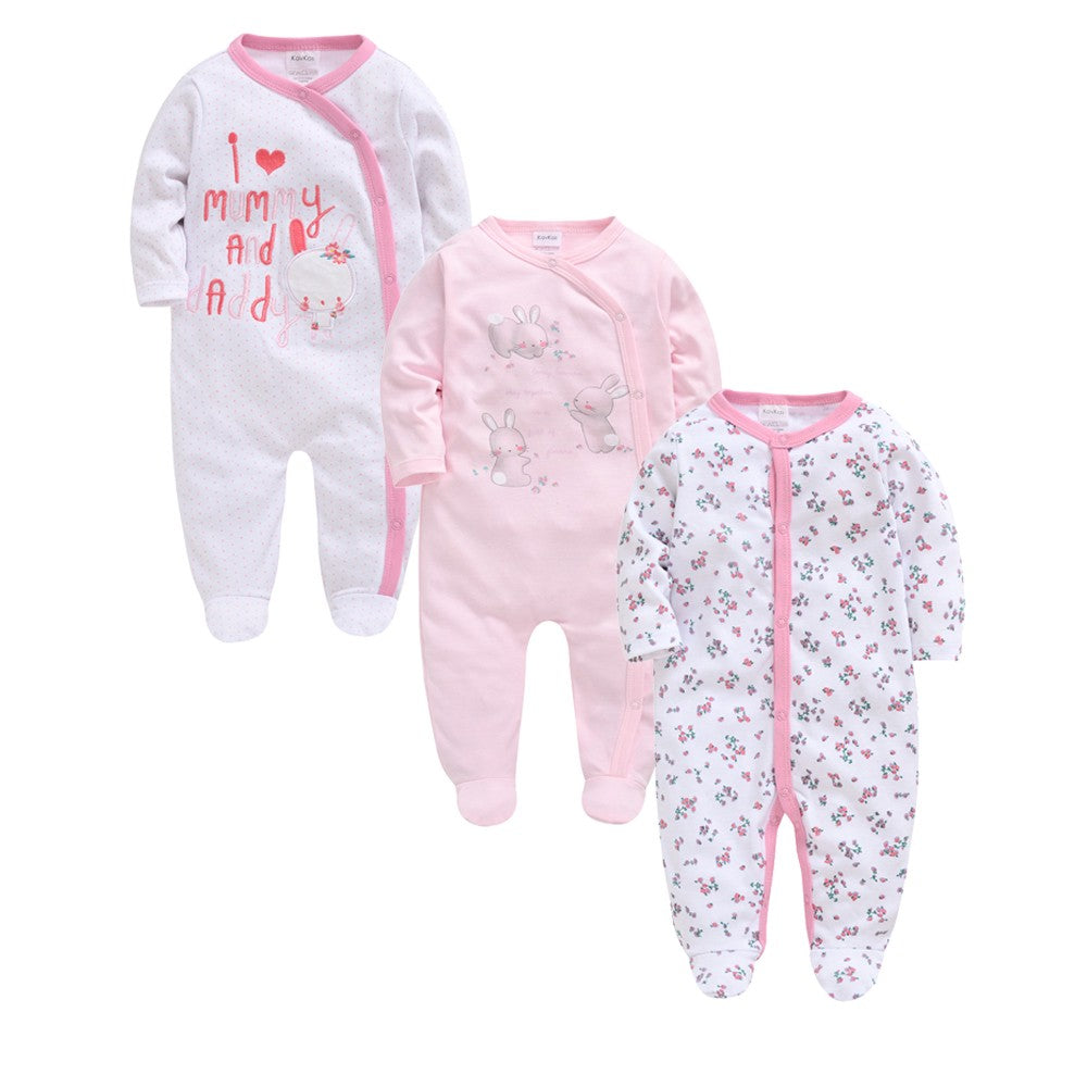 New Style Baby Girls Romper 3 Pcs/lot 0-12M Dot Design Lovely Girl Clothes Spring Autumn Long Sleeve Overalls Jumpsuit