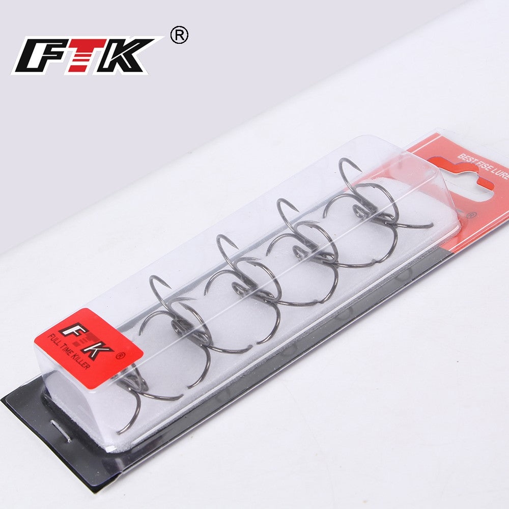 FTK Anzol de Pesca Bass com Três Pontas e Suporte para Isca, Suporte para Isca, Anzol de Isca, Conjunto de Anzóis de Manivela para Amarração de Mosca, Água Salgada, Anzol de Agulha para Pesca
