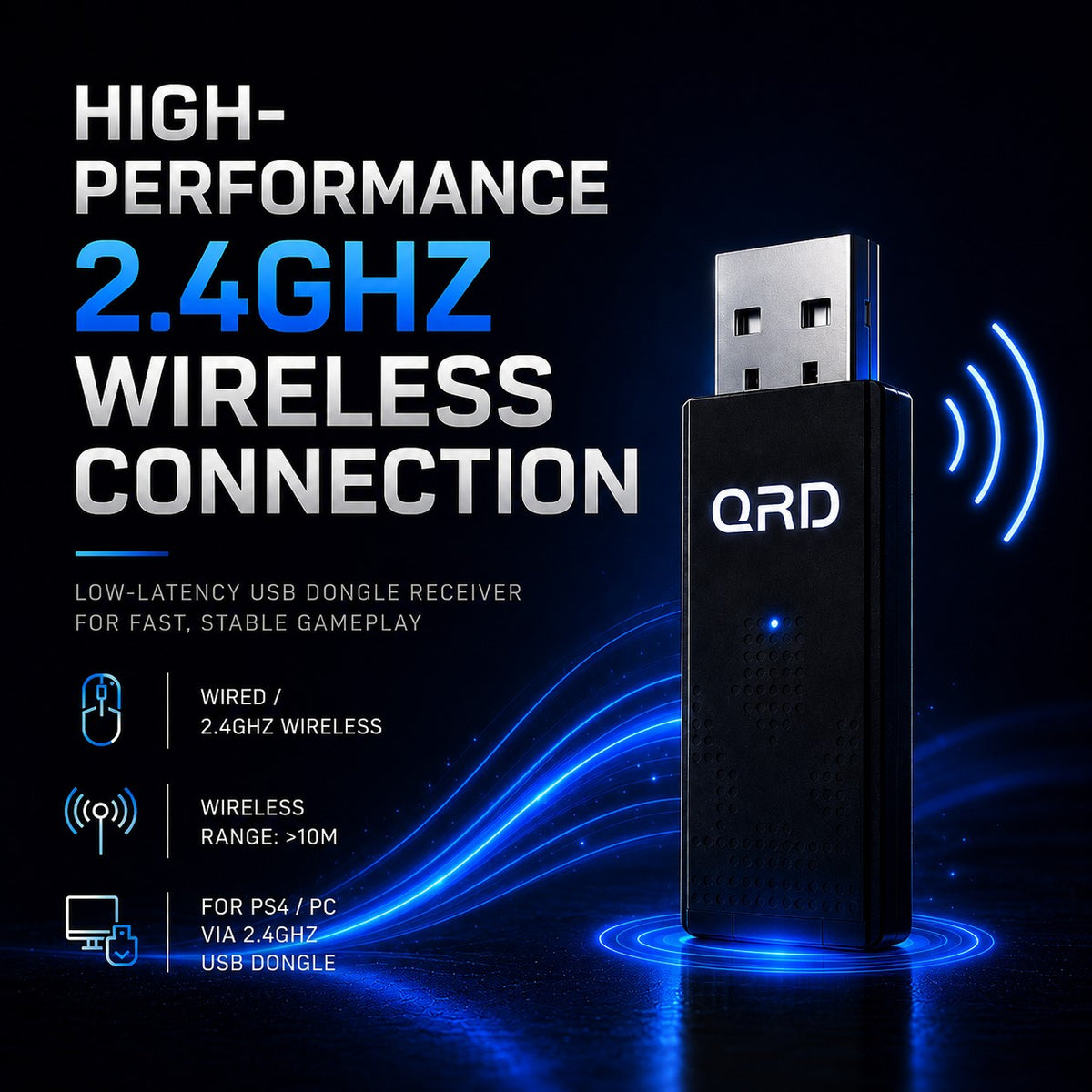 QRD Spark N7 2.4Ghz Wireless Controller for PS4/PS3/PC Direct Connect Hall Effect Vibration Effect Gamepad For PS5 Via Converter