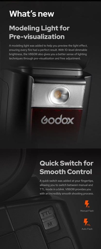 Godox V860III V860 III ON Camera Flash Light E-TTL II HSS Speedlite for Canon Sony Nikon Fujifilm Olympus Panasonic Pentax Light