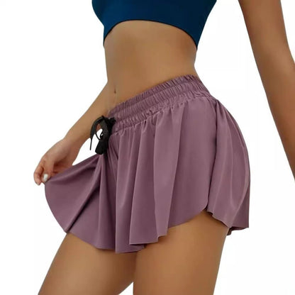 Short Pants High Waist Women's Running Shorts 2 in 1 Casual Girls Athletic Shorts Flowy Breathable Gym Yoga Shorts for Fitness