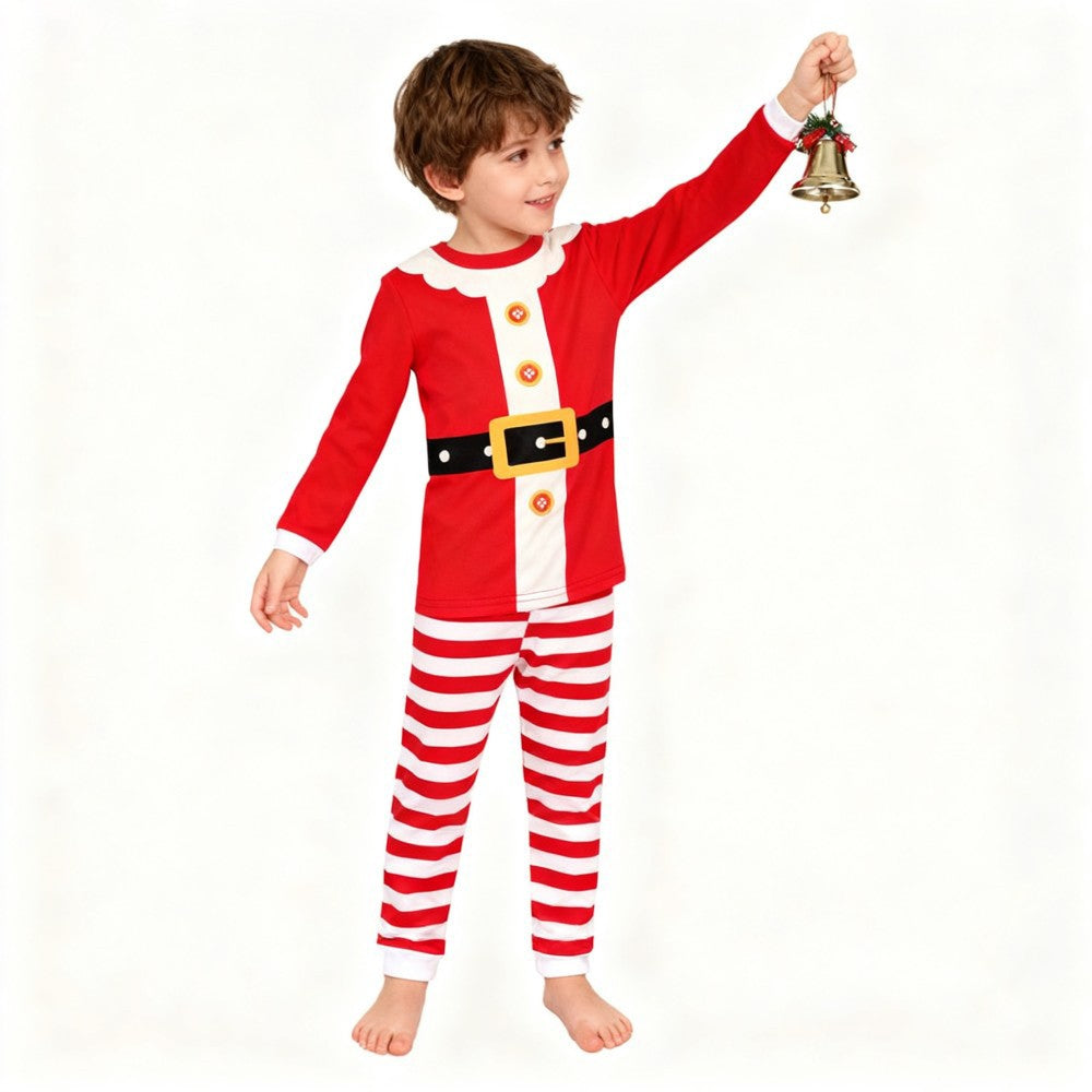 Boys Girls Christmas Pajamas Set Children Elf & Santa Costumes Baby Pijama Kids Long Sleeve Striped Pants Sleepwear For Xmas