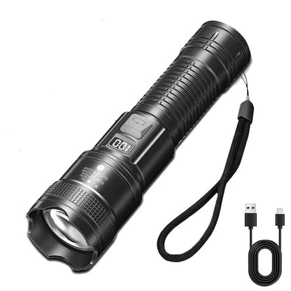 High Strong Power Led Flashlights 300000LM Tactical Torch with Display Light USB Charging Camping Fishing Defensa Zoom Lantern