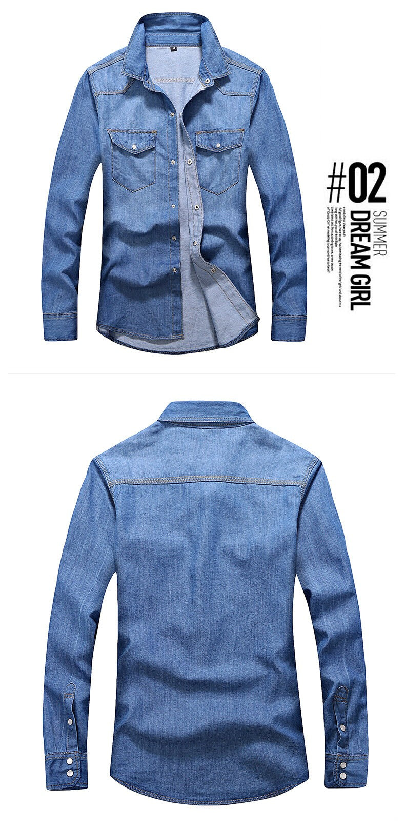 2025 Spring Men Slim Fit Denim Shirts Men Casual Solid Color Long Sleeve Cotton Shirts Male Jeans Shirt Fashion Cowboy Shirt 4XL