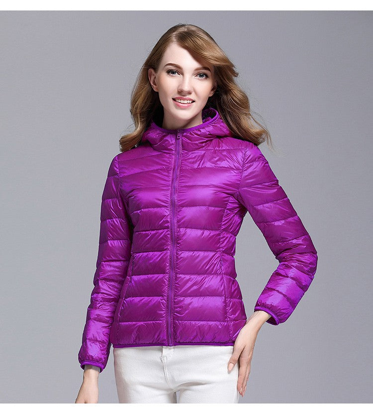 White Duck Down Winter Hoody Jackets Ultra-light Women Down Coats Puffer Long Sleeve Warm Slim Portable Thin Female Outwears 7XL