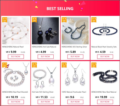 HENGSHENG Natural Pearl Necklace/Bracelet Jewelry Sets 925 Sterling Silver Chain with Freshwater Pearl Jewelry Gift for Women