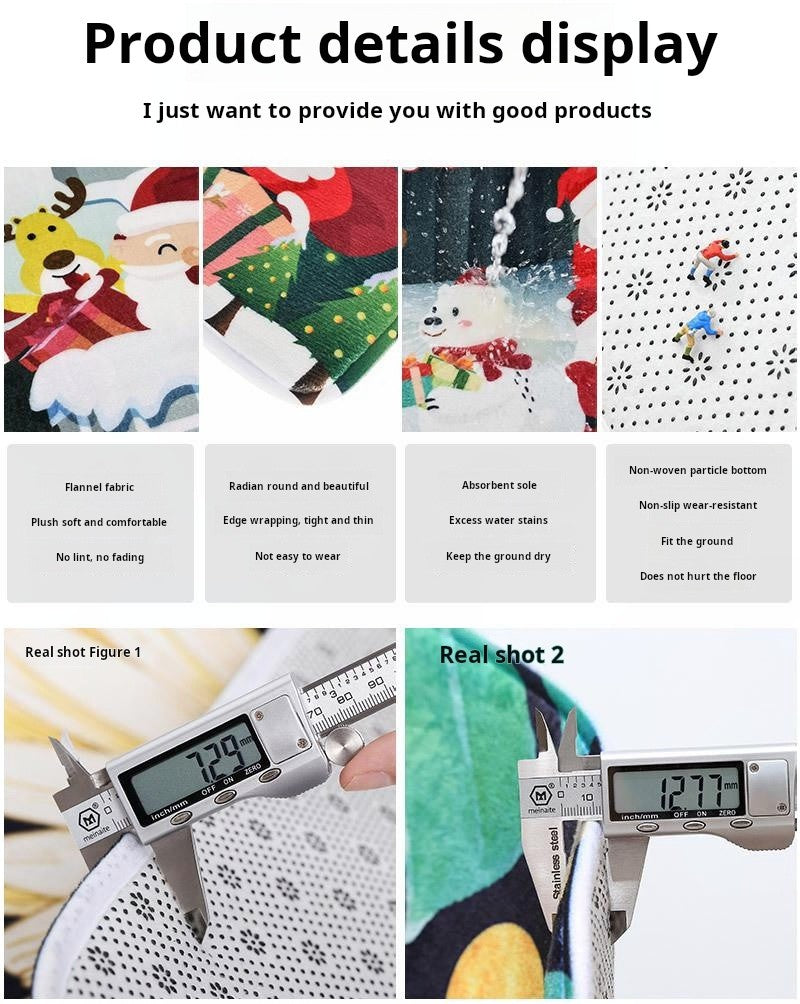 VIKAMA Christmas Snowflake Anti-Slip Washable Rug - Essential Round Floor Mat for Home Room Deco