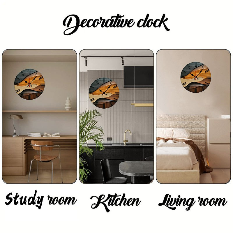 Nordic Style Wooden Round Silent Hanging Wall Clock, Suitable For Living Room, Office, Study Room, Bedroom, Home Decoration