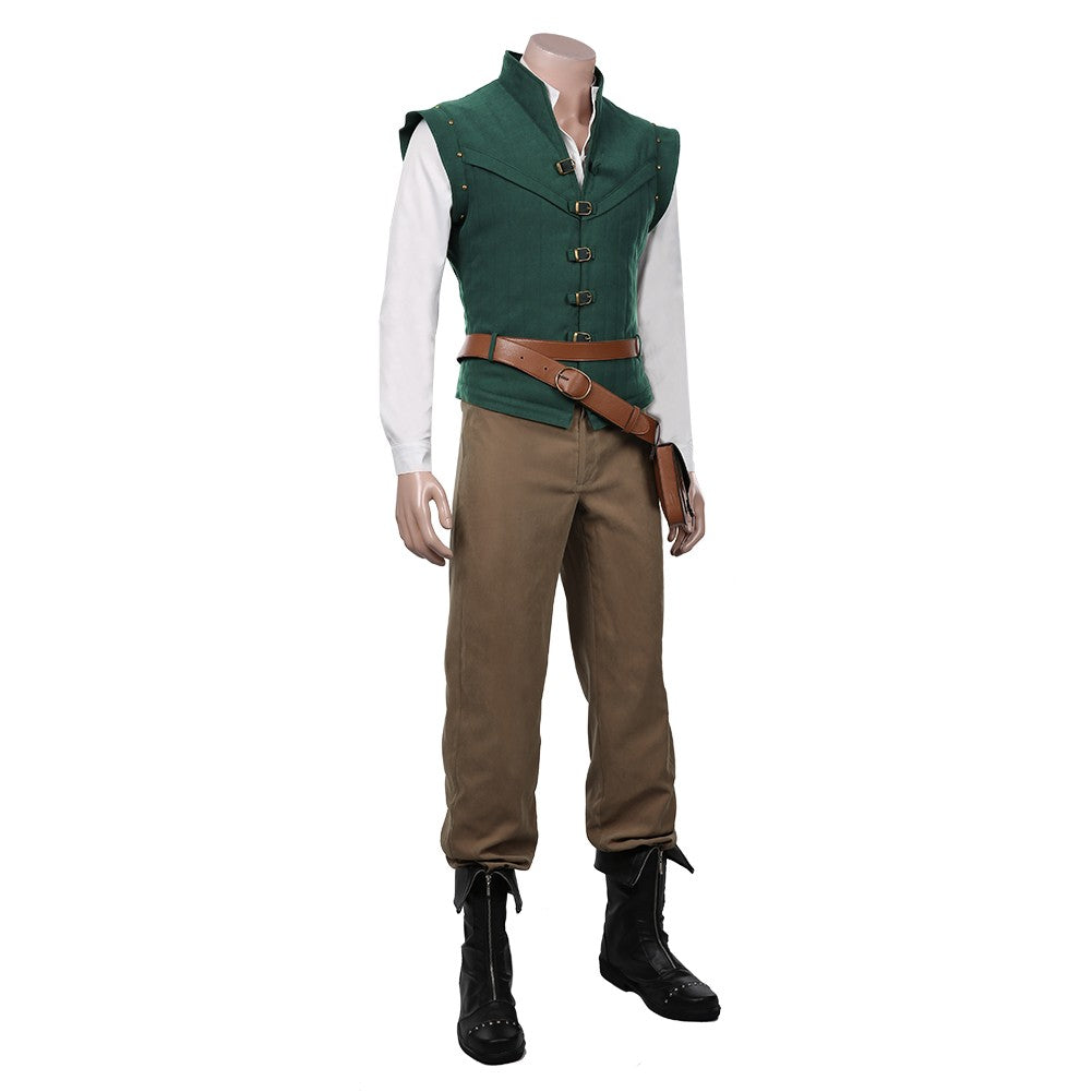 New prince role-playing rider fantasy costume adult dress uniform vest pants belt set green Halloween carnival costume