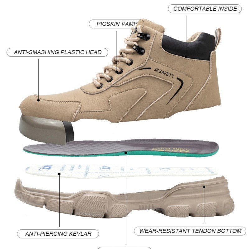 Botas de Segurança Masculinas com Biqueira de Aço Indestrutíveis para Construção Botas de Segurança à Prova de Perfurações Calçados de Trabalho Masculinos Protetores