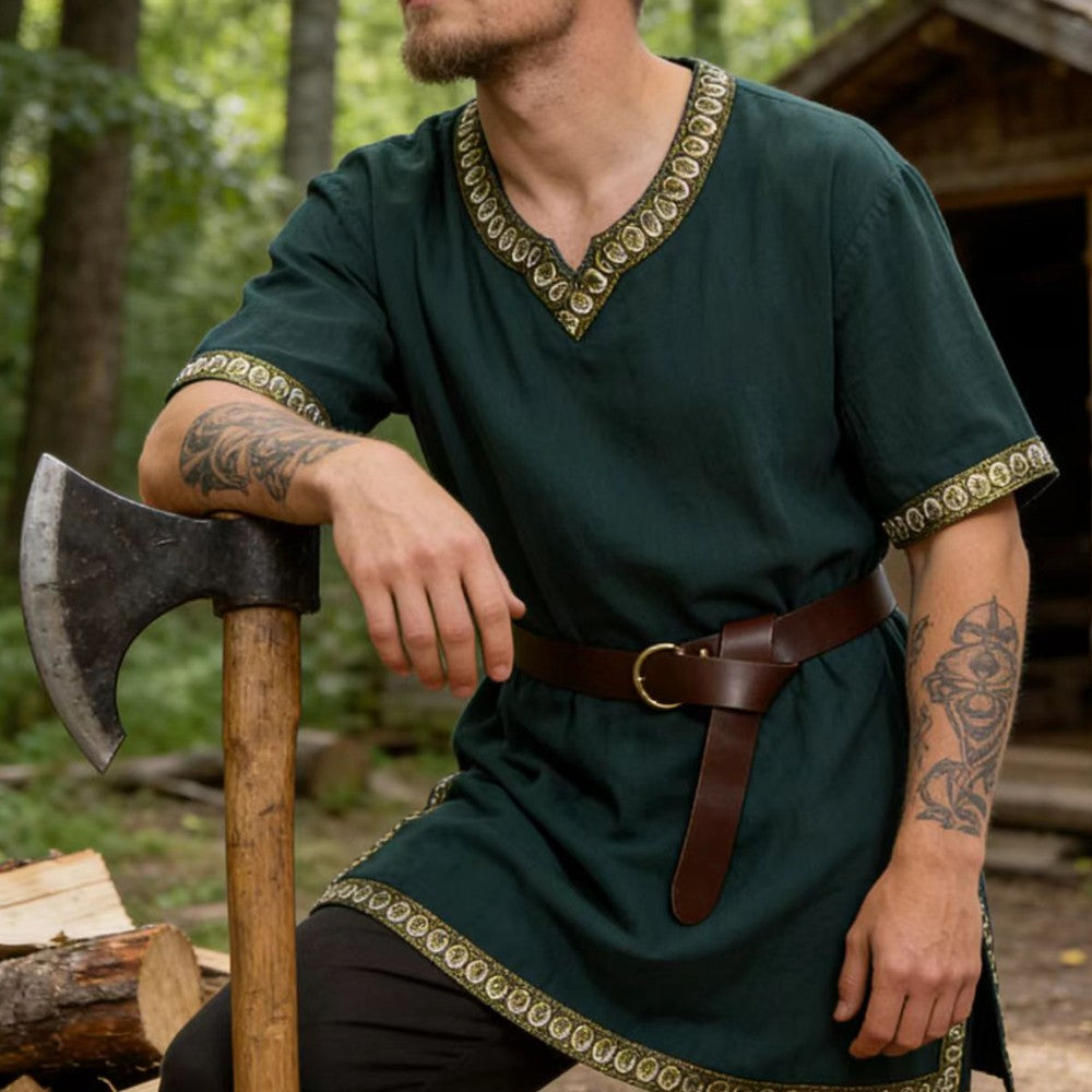 Knight Cosplay Medieval Costume Tunic Halloween Costumes for Men Adult Viking Pirate Disguise Fancy Clothing Carnival Shirts