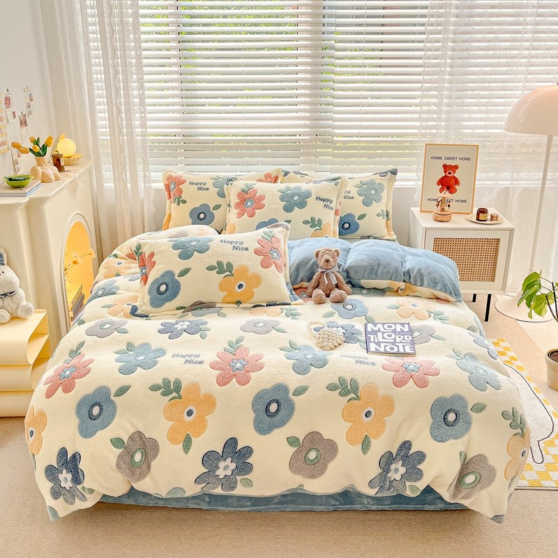 Capa de Edredom de Veludo Leite com Estampa de Panda Fofo para Decoração de Quarto de Meninos e Meninas, Roupa de Cama de Desenho Animado de Animais, Capa de Edredom Macia e Quente para Outono e Inverno