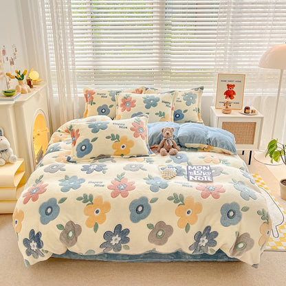 Capa de Edredom de Veludo Leite com Estampa de Panda Fofo para Decoração de Quarto de Meninos e Meninas, Roupa de Cama de Desenho Animado de Animais, Capa de Edredom Macia e Quente para Outono e Inverno