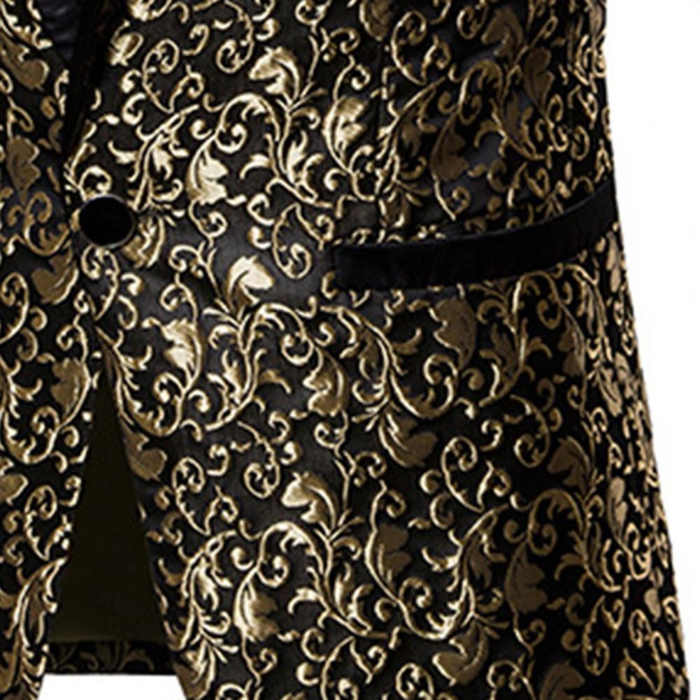 Luxury Men Jacquard Single Button Slim Fit Turndown Collar High Quality Wedding Banquet Men Jacket Coat