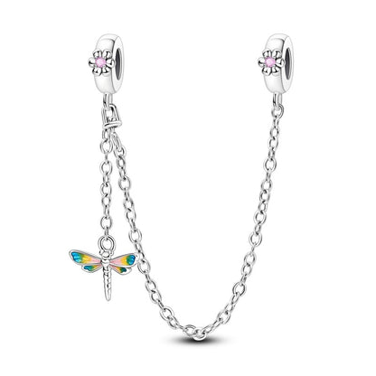 Pingente Charm Libélula Tema Primavera Prata Esterlina 925 Borboleta Flor Pendente Compatível com Bracelete Colar Joias DIY