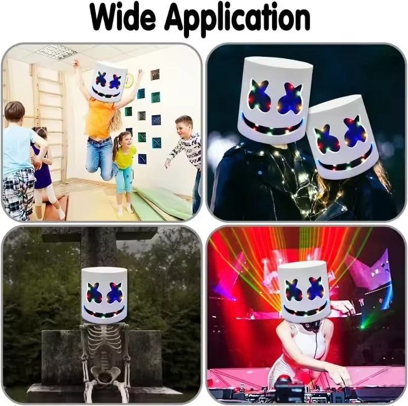 Fashion Luminous LED Mask DJ Costumes Accessories Glow Supplies Neon Light Marshmallow Mask For Music Festival Nightclub Dance