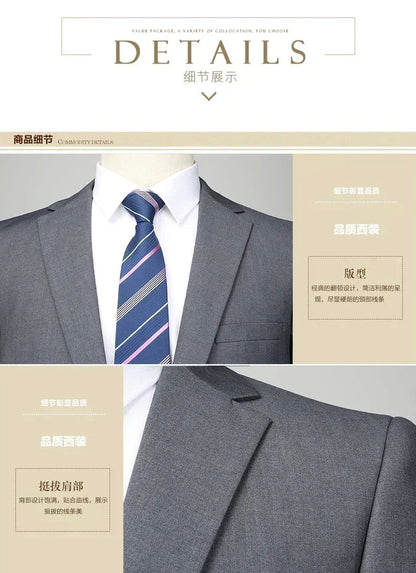 S-8XL New  (Blazer+ Pants) Men's Fashion Business Gentleman Trend Slim-fit Casual Wedding Travel Plus-size Solid Color Suit