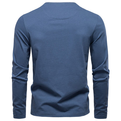 AIOPESON Men's Long SleeveT-shirt Fashion HIgh Quality Cotton t shirt for man button collar basic tshirt