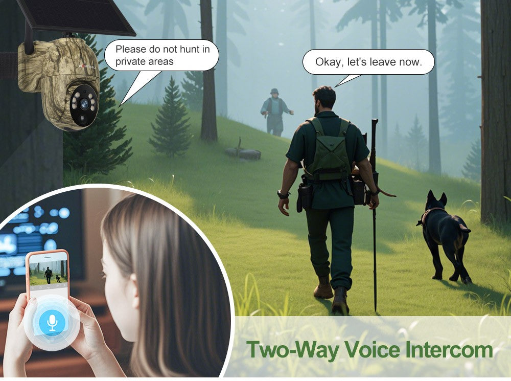 LS VISION 2K 4G Solar Security Cameras WIFI Wireless Outdoor 360° Live View Animal Monitoring Camouflage Color Battery PTZ Cam