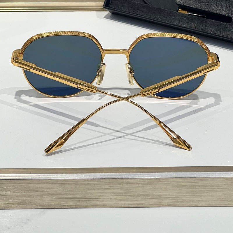 Óculos de Sol INS Gold Green de Luxo Masculino, Design de Marca, Oval, Liga, Alta Qualidade, Feminino, Pernas Duplas Especiais, Lentes Intercambiáveis, Proteção UV400