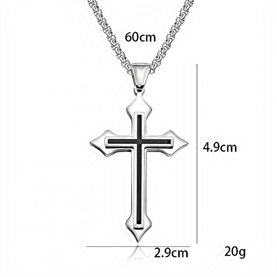 Minimalist Cross Necklace Black Oil Drop Pendant Silver Color Stainless Steel Chain hip-hop Punk Jewelry For Women Men Gifts