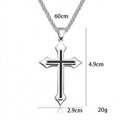 Minimalist Cross Necklace Black Oil Drop Pendant Silver Color Stainless Steel Chain hip-hop Punk Jewelry For Women Men Gifts
