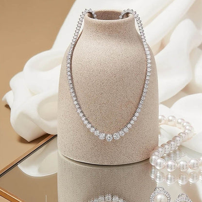 Colar Riviera de Moissanite com Certificado Gradiente de 3-5mm Gargantilha de Prata S925 para Mulheres