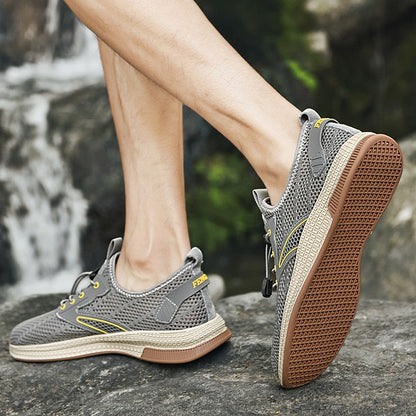 Sapatos Masculinos Casuais de Couro Genuíno para Exteriores Marca de Sapatos Masculinos para Escalada Caminhada Viagem Sapatilhas Respiráveis Masculinas Calçados de Verão