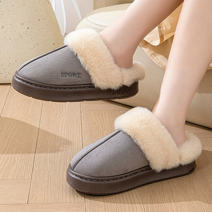 Casual Fluffy Slippers Women House Winter Plush Designer Shoes Ladies Flats Home Warm Fashion Elegant Solid Platform Footwear