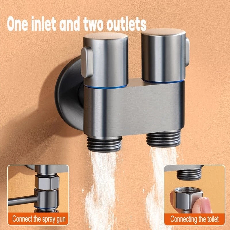 Conjunto de pulverizador bidê para limpeza de vaso sanitário, pulverizador portátil de alta pressão com saída dupla, chuveiro de banheiro, pulverizador para descarga de vaso sanitário, ducha anal